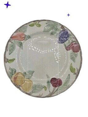 Franciscan Bountiful Dinner Plate Fruit Tan Cream 10.5" Grapes Peaches Vintage